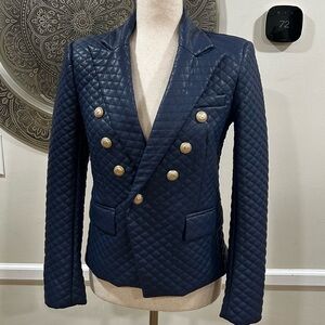 NWT GENERATION LOVE Angie quilted vegan leather blazer in navy - Size S